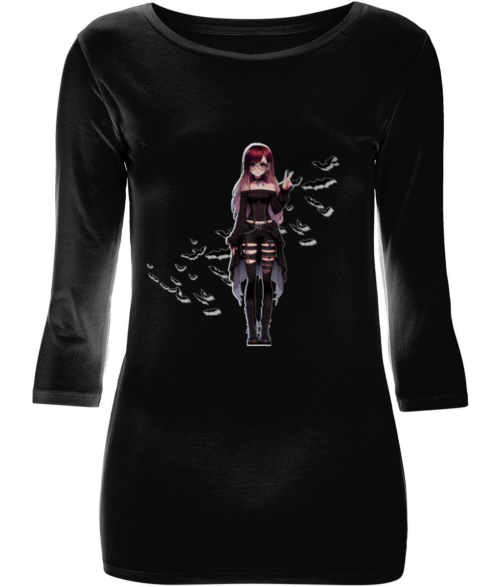 Women’s Raven_The_Shieldmaiden 3/4 Sleeve Stretch T-Shirt